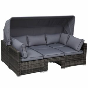 Outsunny Polyrattan Lounge-Set mit Sonnendach