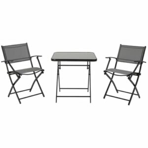 Outsunny Sitzgruppe inklusive zwei Stühlen und ein Tisch mit Glasplatte schwarz