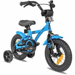PROMETHEUS BICYCLES® BLUE HAWK Kinderfahrrad 12 in Blau & Schwarz ab 3 Jahre mit Stützräder