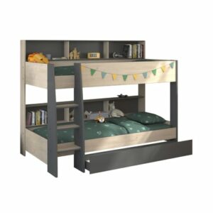 Parisot Etagenbett Tam-Tam 31 mit Bettschubkasten Grau in Eiche Jackson (90x200) Grau