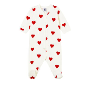 Petit Bateau Strampler weiss mit Herzen