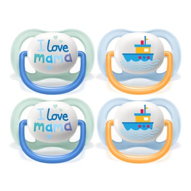 Philips Avent Schnuller ultra air SCF080/01 Collection Happy 0-6m Boy Mama/Boat im Doppelpack