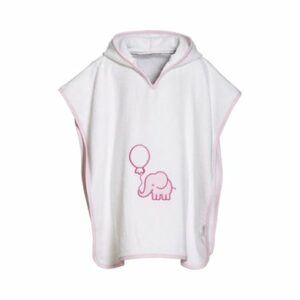 Playshoes Frottee-Poncho Elefant weiß-rosa