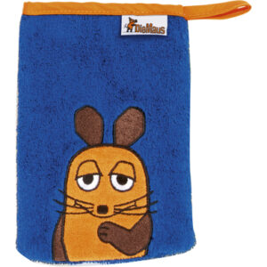 Playshoes Frottee-Waschhandschuh Die Maus marine 15 x 20 cm