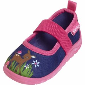 Playshoes Hausschuh Reh marine/pink