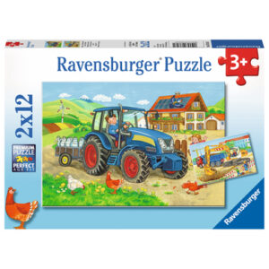 Ravensburger Puzzle 2x12 Teile - Baustelle und Bauernhof