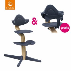 STOKKE® Nomi® Hochstuhl Eiche / navy + gratis Baby Set navy