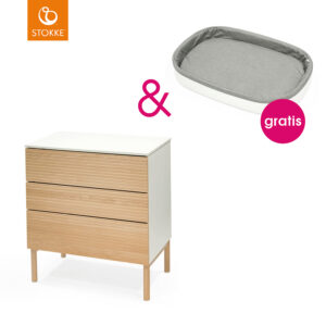 STOKKE® Sleepi™ Kommode Dresser natur mit Gratis Sleepi™ Wickelaufsatz