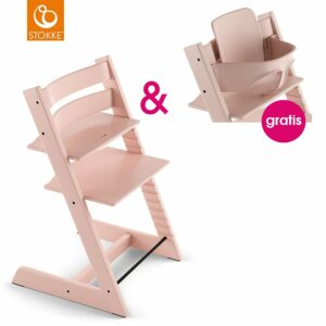 STOKKE® Tripp Trapp® Hochstuhl Buche Serene Pink + gratis Baby Set Serene Pink