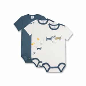 Sanetta Body 3er-Pack Offwhite/Blau Dackel