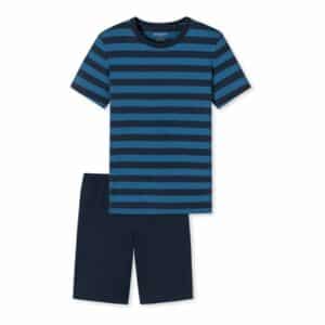 Schiesser Kurzer Schlafanzug Basic Kids blau