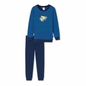 Schiesser Langer Schlafanzug Basic Kids blau