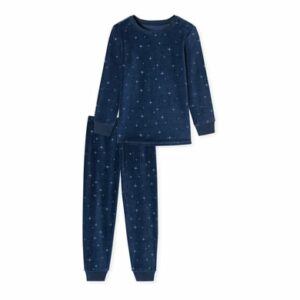 Schiesser Pyjama Girls World Velours nachtblau