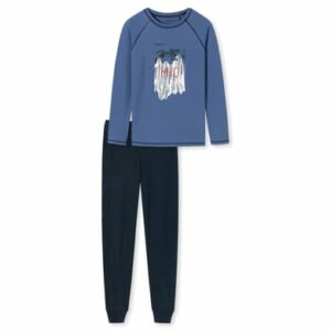 Schiesser Pyjama Hellblau/Dunkelblau