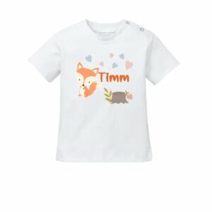 Schnullireich Baby T-Shirt (Kurzarm) mit Namen Kleiner Fuchs Weiß