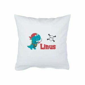 Schnullireich Babykissen mit Namen Piraten Dino Weiß