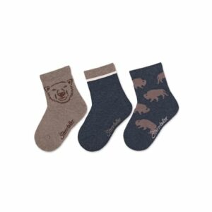 Sterntaler Baby-Söckchen 3er-Pack Bär blau melange