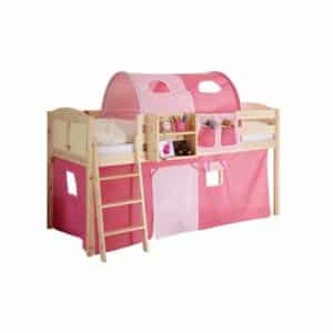 TICAA Hochbett Eric Country Kiefer Natur Classic Rosa-Pink