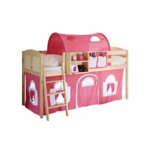 TICAA Hochbett Eric Country Kiefer Natur Classic Rosa-Weiß