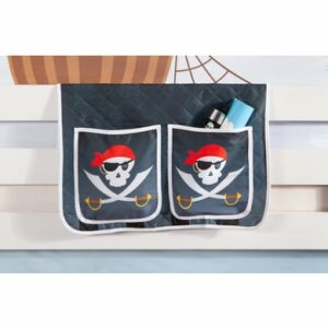 TICAA Kinder Bett-Tasche Pirat Luan für Hoch- und Etagenbetten Schwarz-Weiß