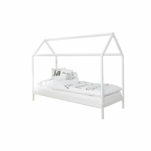 TICAA Kinderbett Hausbett Lina 90x200 cm Kiefer weiß weiß