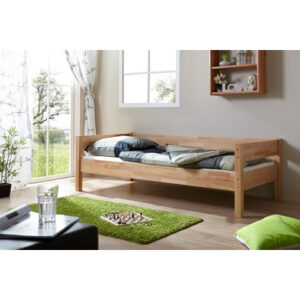 TiCAA Einzelbett Robby Buche massiv Natur 90 x 200 cm