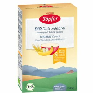 Töpfer Bio Getreidebrei Weizengrieß Apfel und Banane 175 g ab dem 6. Monat