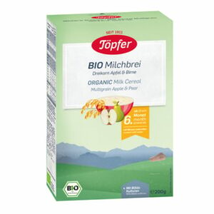 Töpfer Bio-Milchbrei Dreikorn Apfel & Birne 200 g ab dem 6. Monat