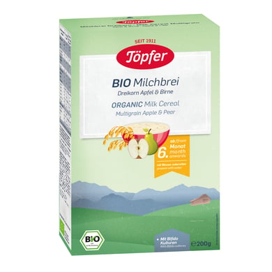 Töpfer Bio-Milchbrei Dreikorn Apfel & Birne 200 g ab dem 6. Monat
