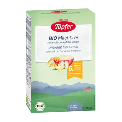 Töpfer Bio-Milchbrei Hafervollkorn Apfel & Vanille 200 g ab dem 6. Monat