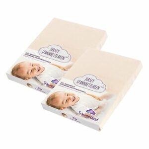 Träumeland Bezug für Laufgittermatratzen Jersey beige 75 x 100 cm 2er Pack