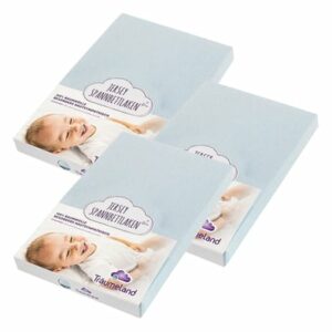 Träumeland Spannbetttuch Jersey hellblau 60 x 120cm - 70 x 140 cm 3er pack