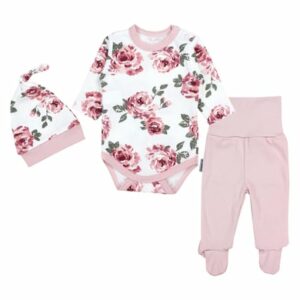 TupTam Baby Bekleidungsset Langarmbody Hose Mütze3 teilig rosa