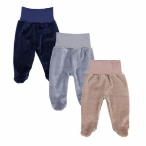 TupTam Baby Jungen Hose mit Fuß 3er Pack Nicki beige/grau