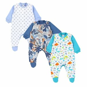 TupTam Baby Jungen Schlafstrampler mit Fuß 3er Pack türkis/blau