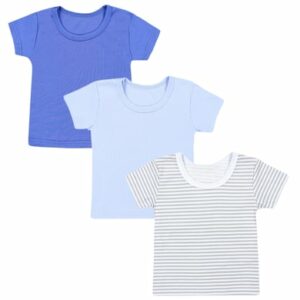 TupTam Baby Jungen Sommer Kurzarm T-Shirt 3er Pack blau/grau