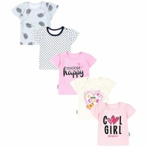 TupTam Baby Mädchen Kurzarm T-Shirt 5er Set gelb/grau