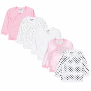 TupTam Baby Mädchen Langarm Wickelshirt 5er Set rosa/weiß