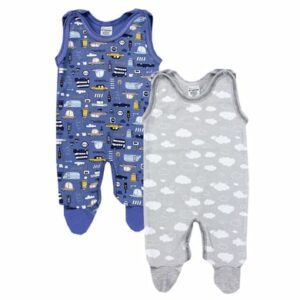 TupTam Baby Strampler Gemustert 2er Set blau/grau