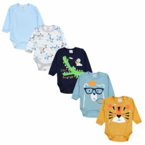 TupTam Jungen Baby Body Langarm 5er Pack blau/gelb