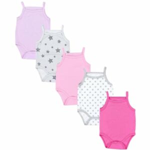 TupTam Mädchen Babybody mit Spagettiträger Sommer 5er Pack pink/lila