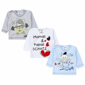 TupTam Unisex Baby Langarmshirt mit Spruch Aufdruck 3er Set grau-kombi