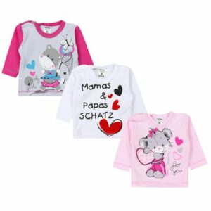 TupTam Unisex Baby Langarmshirt mit Spruch Aufdruck 3er Set rosa/weiß