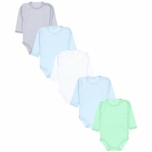 TupTam Unisex Baby Wickelbody Langarm 5er Set blau/grün