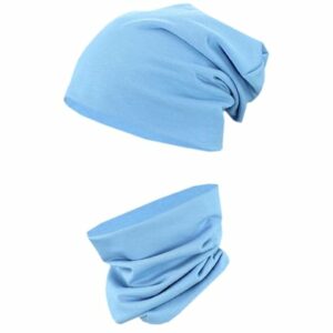 TupTam Unisex Kinder Beanie Mütze Schlauchschal Set blau Modell 2