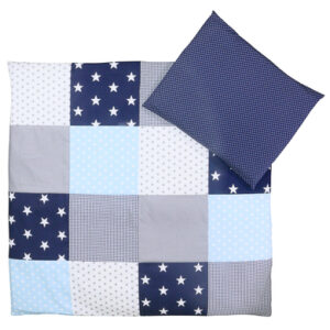 Ullenboom Baby Bettwäsche-Set Blau Hellblau Grau 80 x 80 cm + 35 x 40 cm