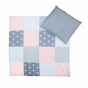 Ullenboom Baby Bettwäsche-Set Rosa Grau 80 x 80 cm + 35 x 40 cm