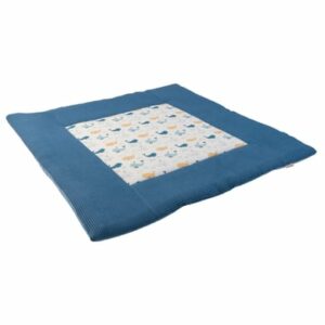 Ullenboom Krabbeldecke Waffelpique Motiv Blau Wale 140x140 cm