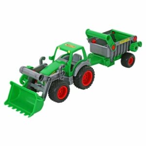 WADER QUALITY TOYS Farmer Technic Traktor mit Frontschaufel und Kippanhänger