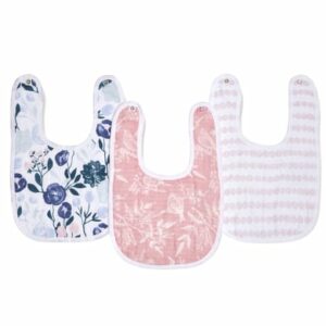 aden + anais™ essentials Baumwoll-Musselin-Baby-Lätzchen mit Druckknöpfen 3er-Pack flowers bloom